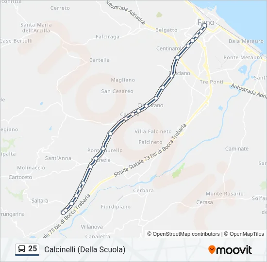 25 Bus Line Map
