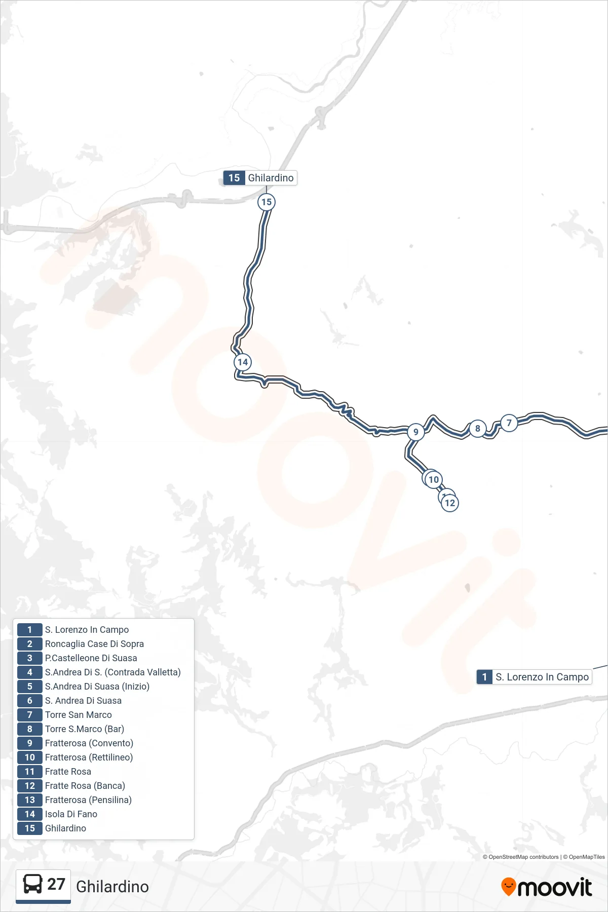 Linea 27 bus (Ghilardino) - Percorsi e fermate sulla mappa