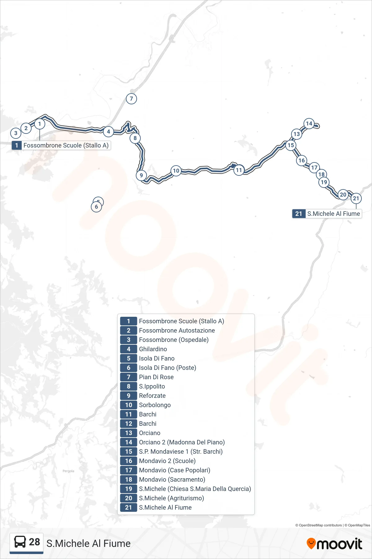 Linea 28  bus (S.Michele Al Fiume) - Percorsi e fermate sulla mappa