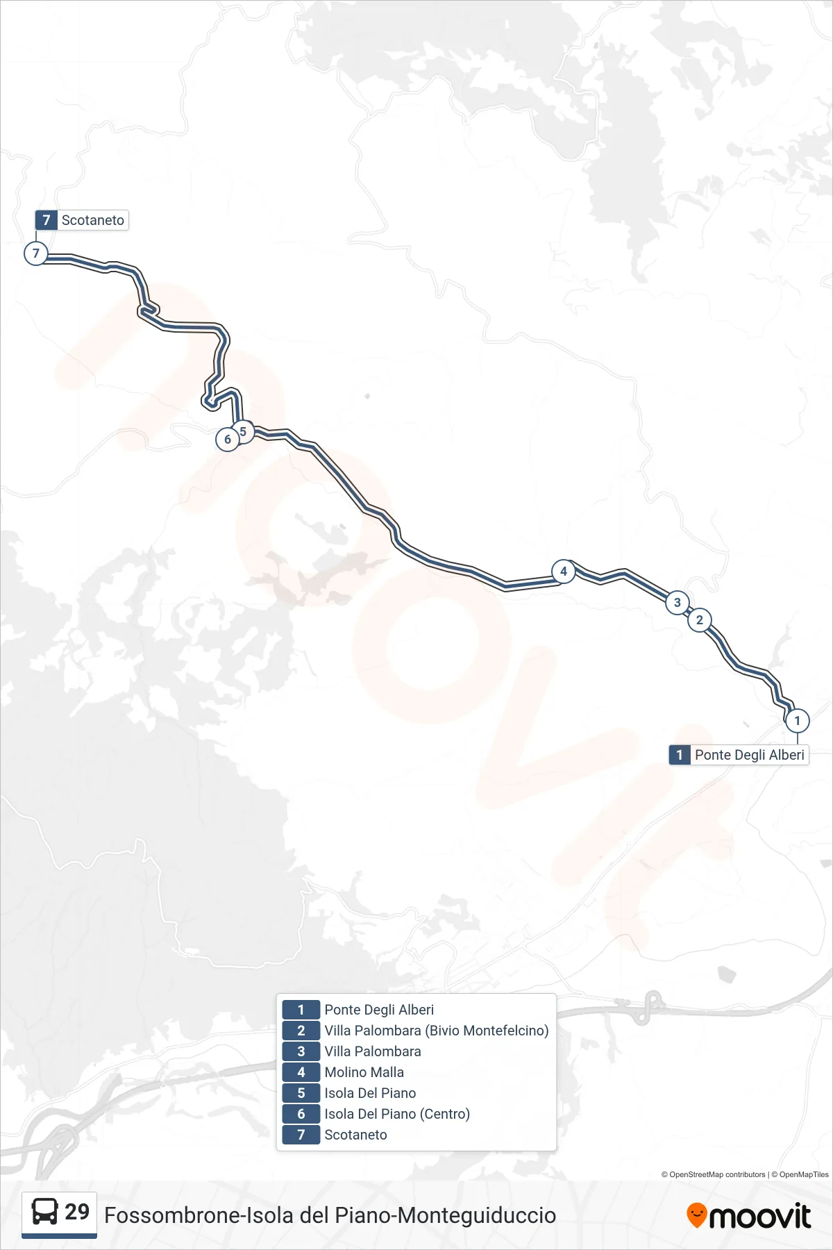 Linea 29 bus (Scotaneto) - Percorsi e fermate sulla mappa