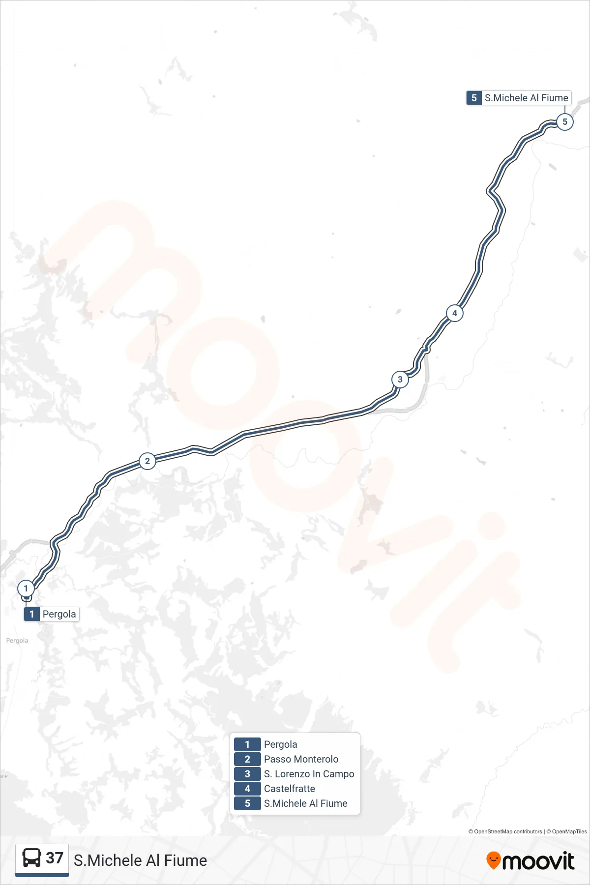 Linea 37 bus (S.Michele Al Fiume) - Percorsi e fermate sulla mappa
