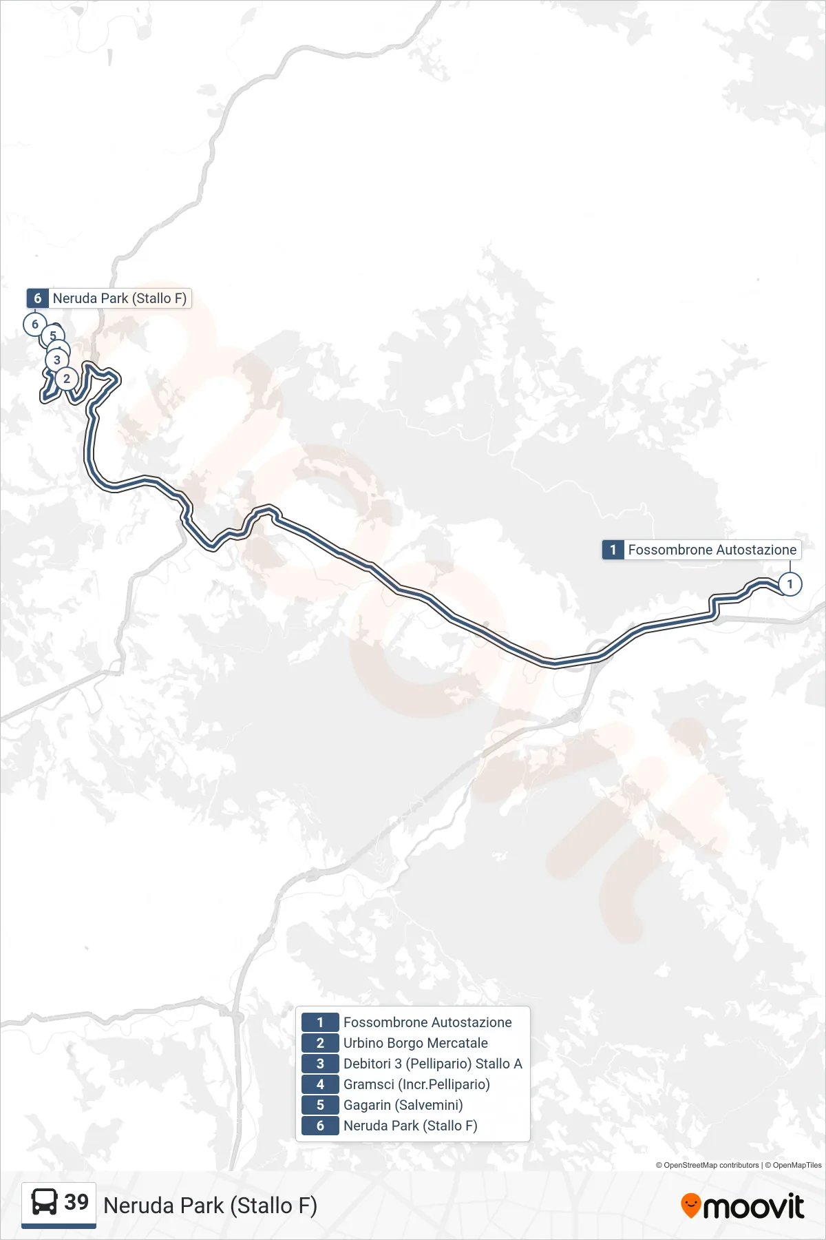 Linea 39  bus (Neruda Park (Stallo F)) - Percorsi e fermate sulla mappa