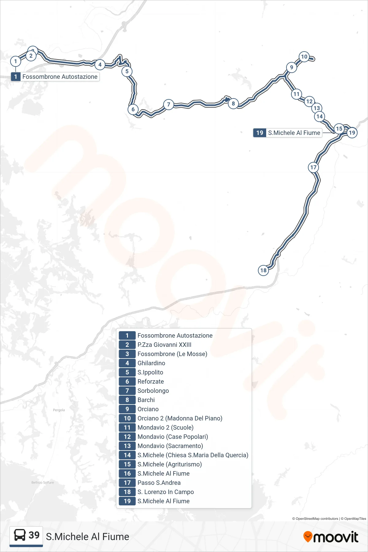 Linea 39  bus (S.Michele Al Fiume) - Percorsi e fermate sulla mappa