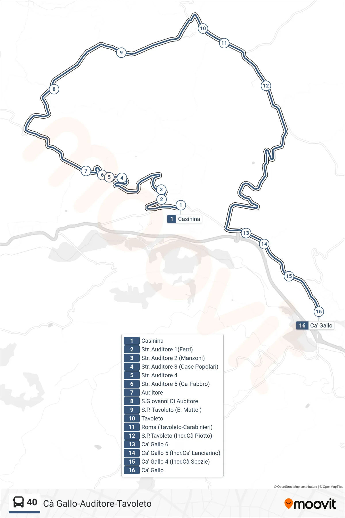 Linea 40 bus (Ca' Gallo) - Percorsi e fermate sulla mappa
