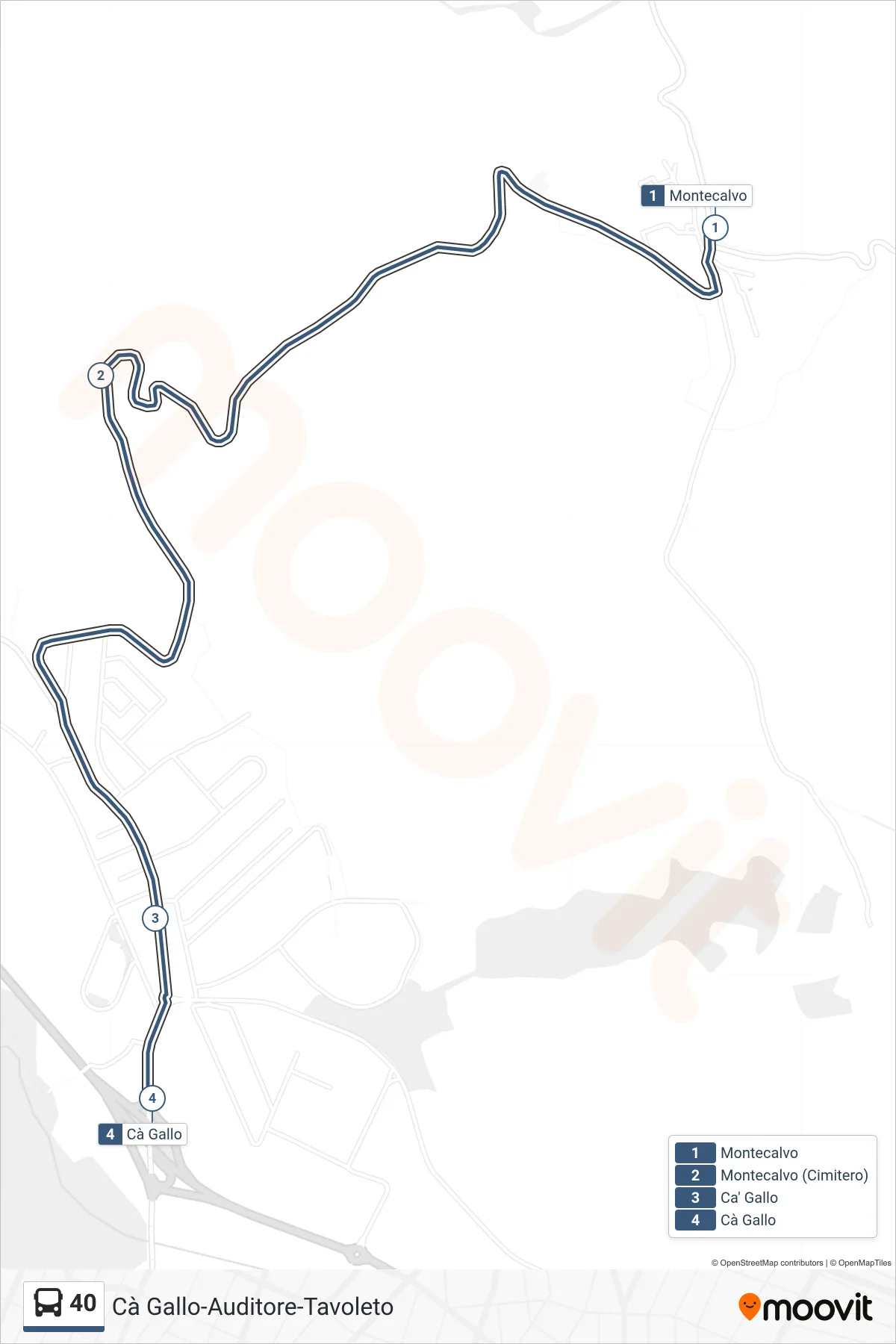 Linea 40 bus (Cà Gallo) - Percorsi e fermate sulla mappa