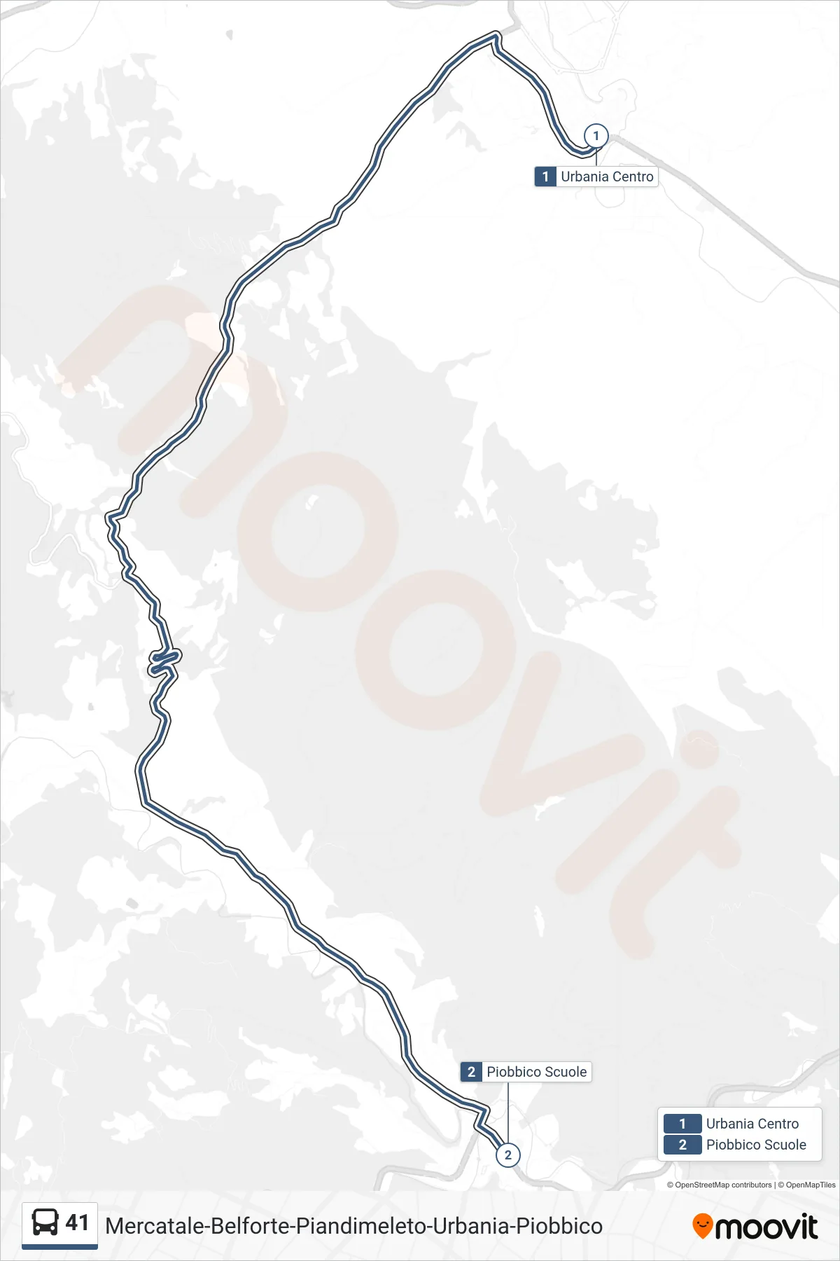 Linea 41 bus (Piobbico Scuole) - Percorsi e fermate sulla mappa