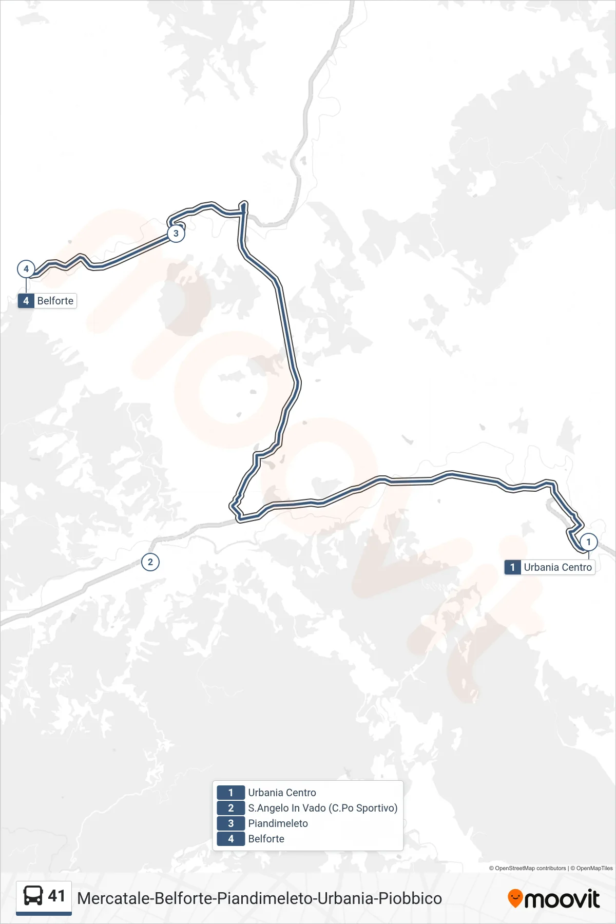 Linea 41 bus (Belforte) - Percorsi e fermate sulla mappa