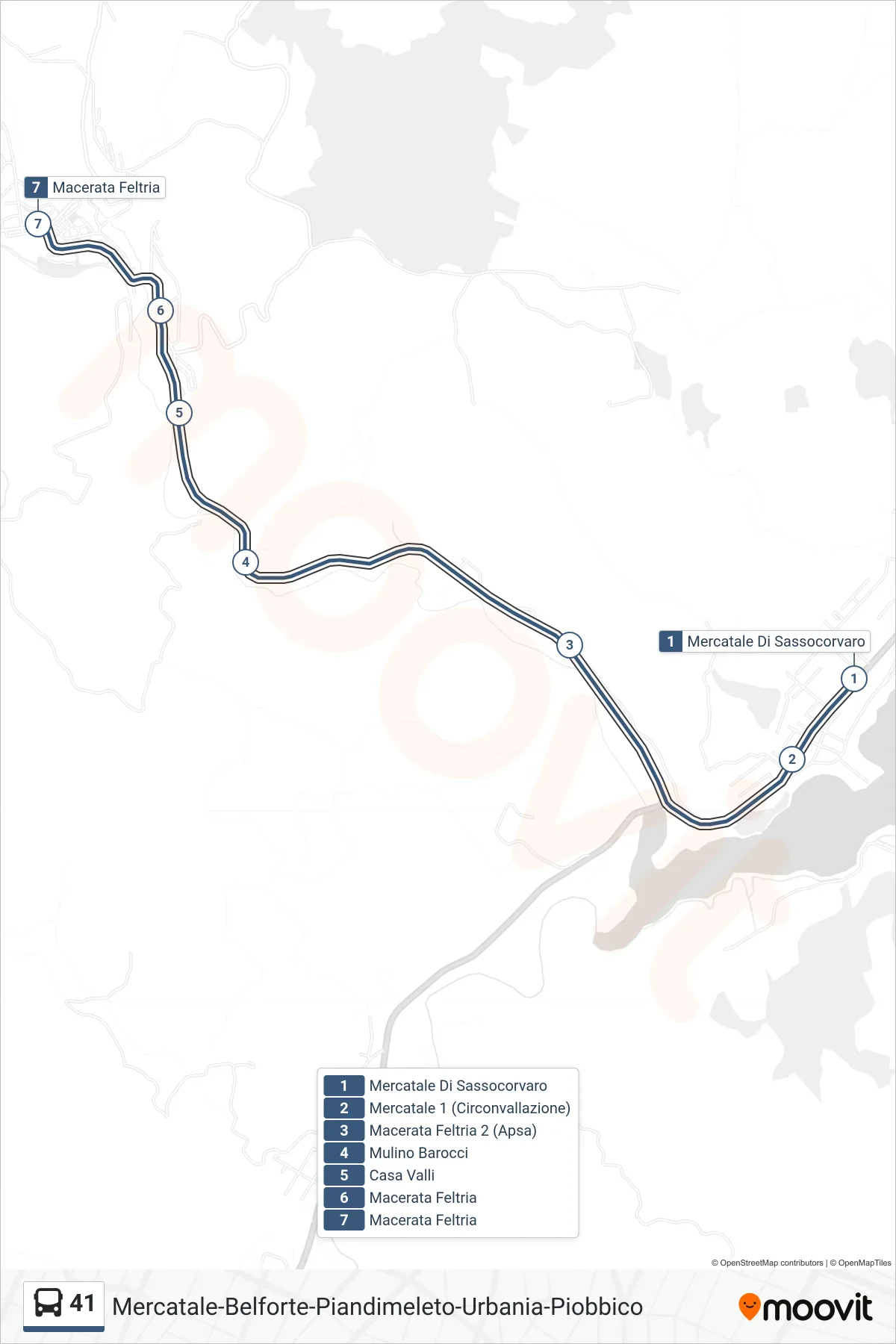 Linea 41 bus (Macerata Feltria) - Percorsi e fermate sulla mappa