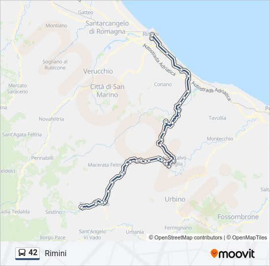 Percorso linea bus 42