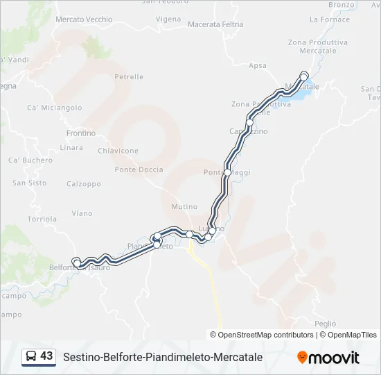 43 Bus Line Map
