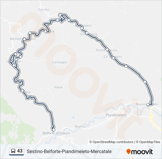 43 bus Line Map