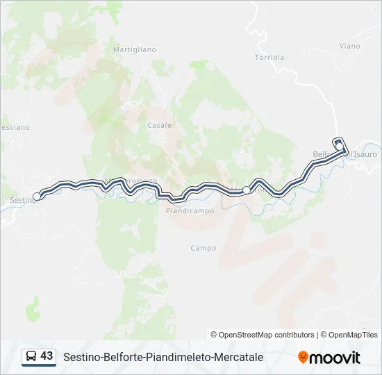 43 Bus Line Map
