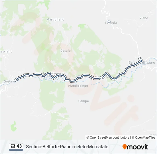 43 Bus Line Map