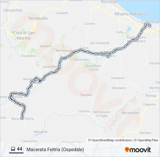 Percorso linea bus 44