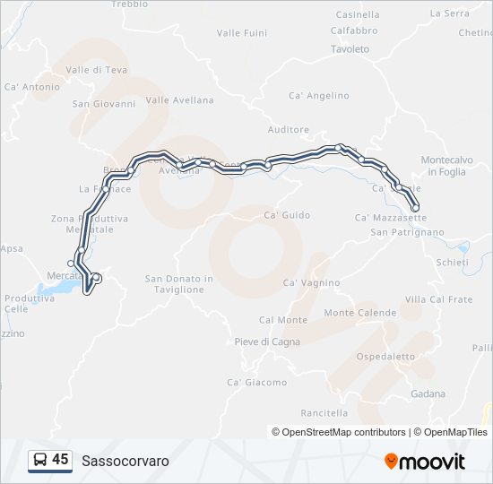 Percorso linea bus 45