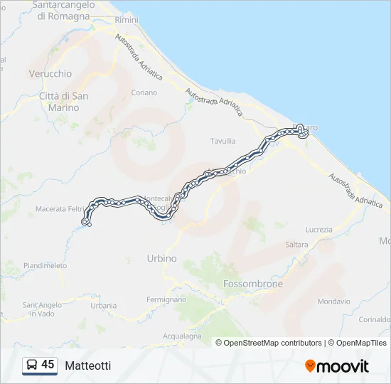 45 Bus Line Map