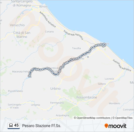 Percorso linea bus 45