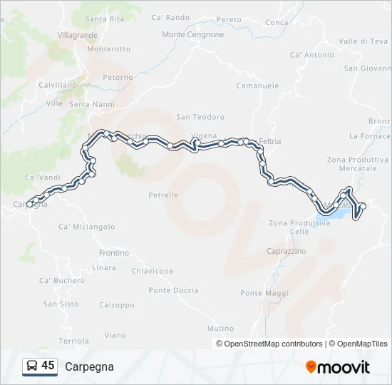 45 Bus Line Map