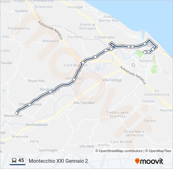 Percorso linea bus 45