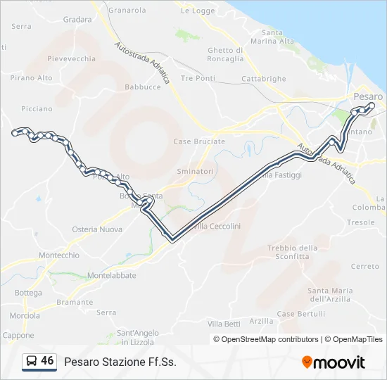 Percorso linea bus 46