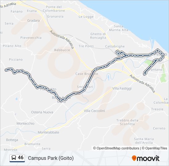 Percorso linea bus 46