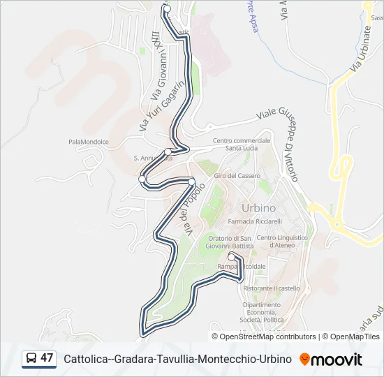 Percorso linea bus 47