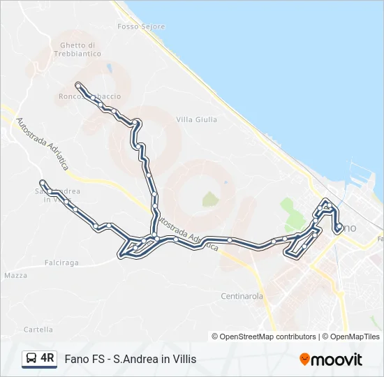 Percorso linea bus 4R