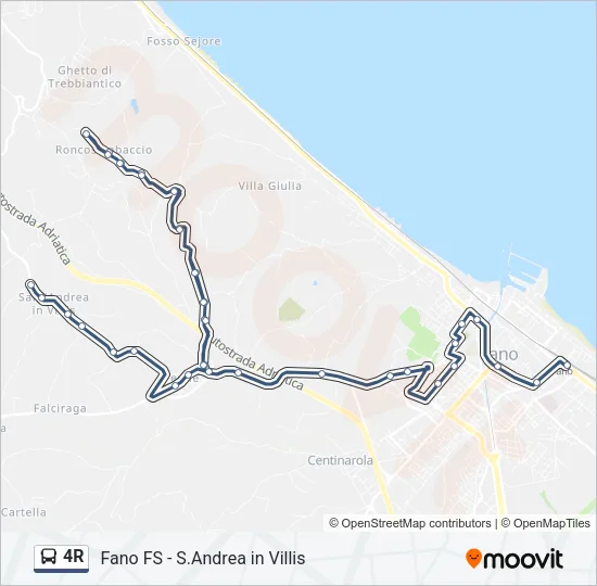 Percorso linea bus 4R