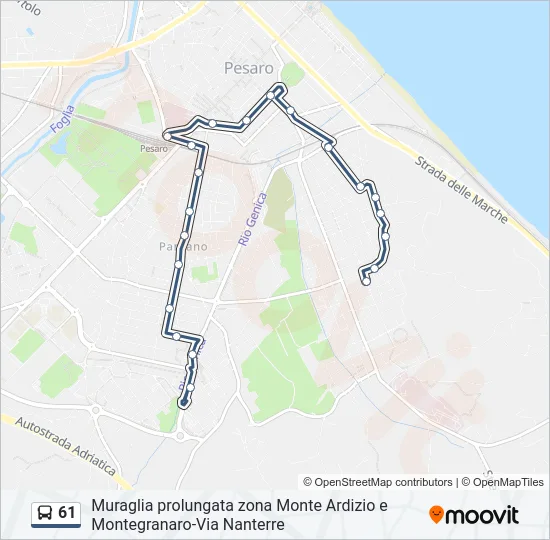 61 Bus Line Map