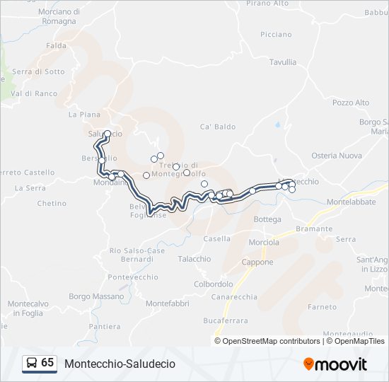 65 bus Line Map