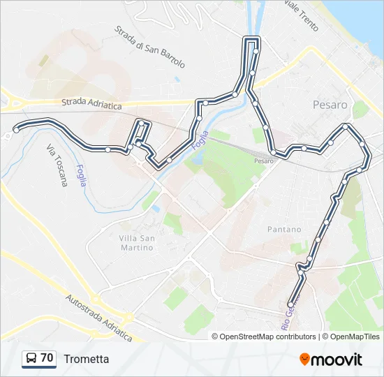70 Bus Line Map