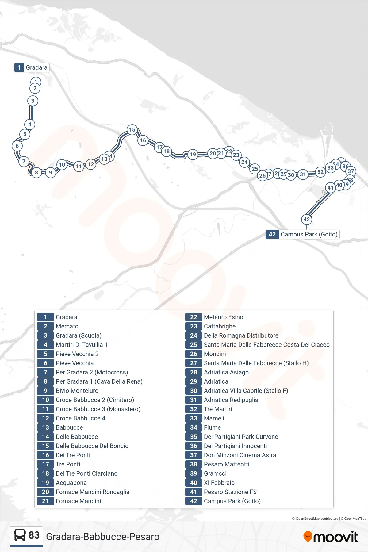 Linea 83 bus (Campus Park (Goito)) - Percorsi e fermate sulla mappa