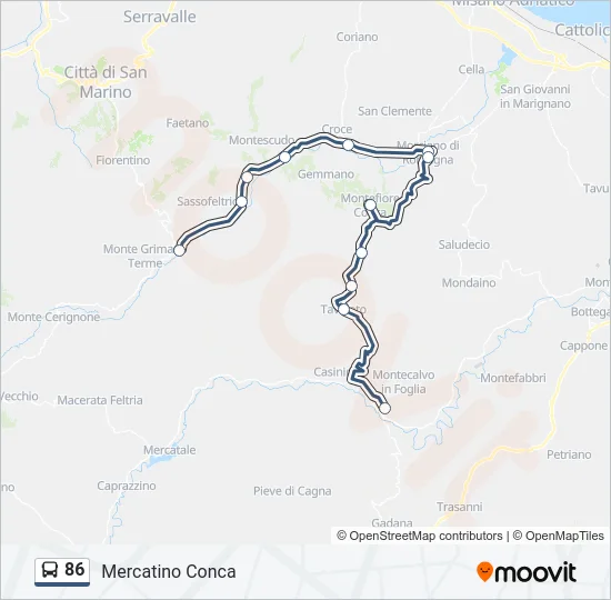 86 Bus Line Map