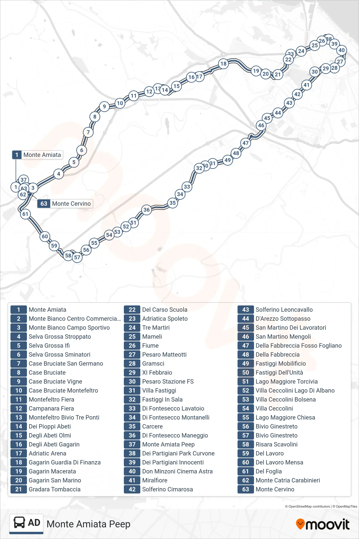 Linea AD  bus (Monte Amiata Peep) - Percorsi e fermate sulla mappa