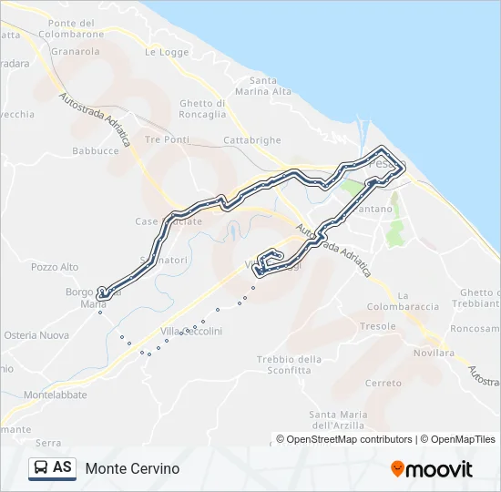 Percorso linea bus AS