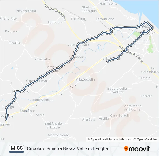 Percorso linea bus CS