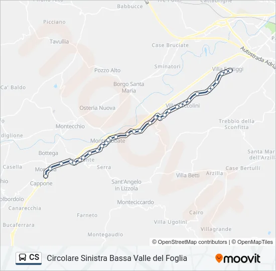 Percorso linea bus CS