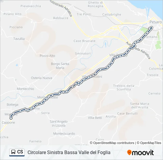 Percorso linea bus CS
