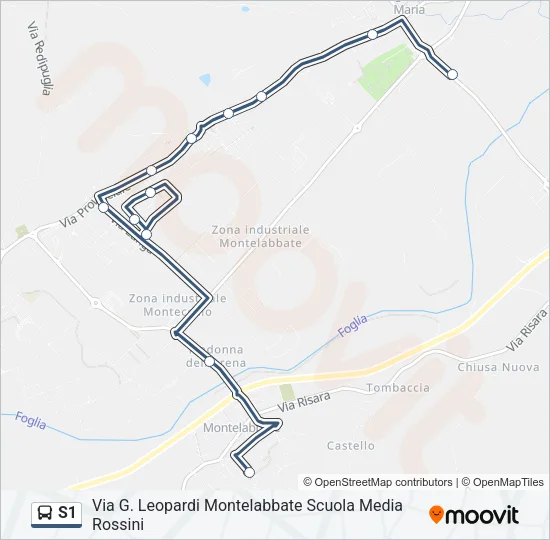 Percorso linea bus S1