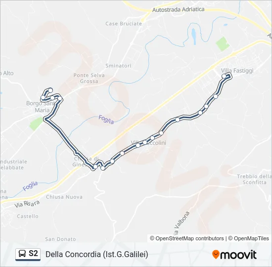 S2 Bus Line Map