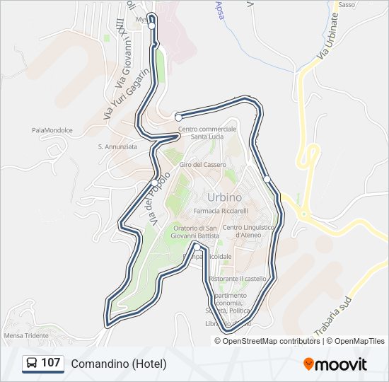 Percorso linea bus 107