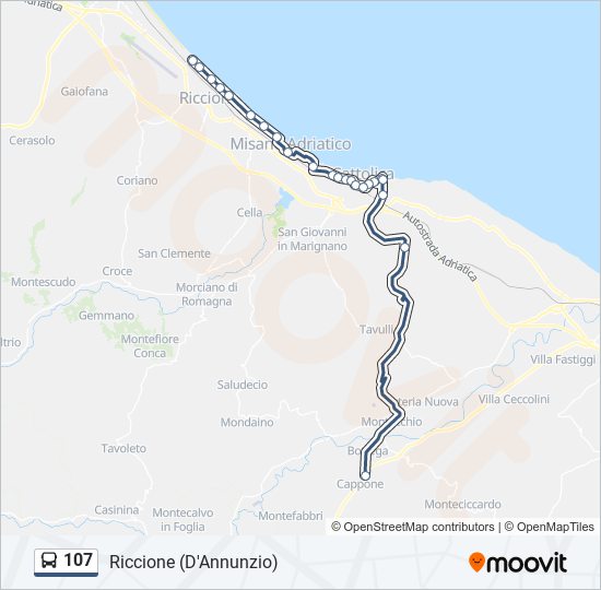 107 bus Line Map