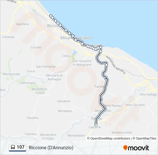 107 Bus Line Map