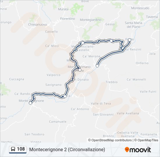 Percorso linea bus 108