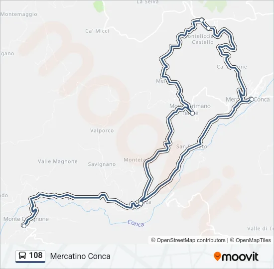 Percorso linea bus 108