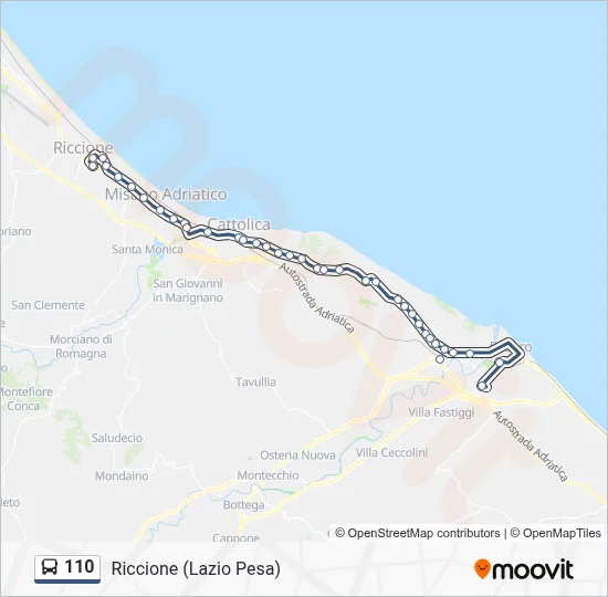 Percorso linea bus 110
