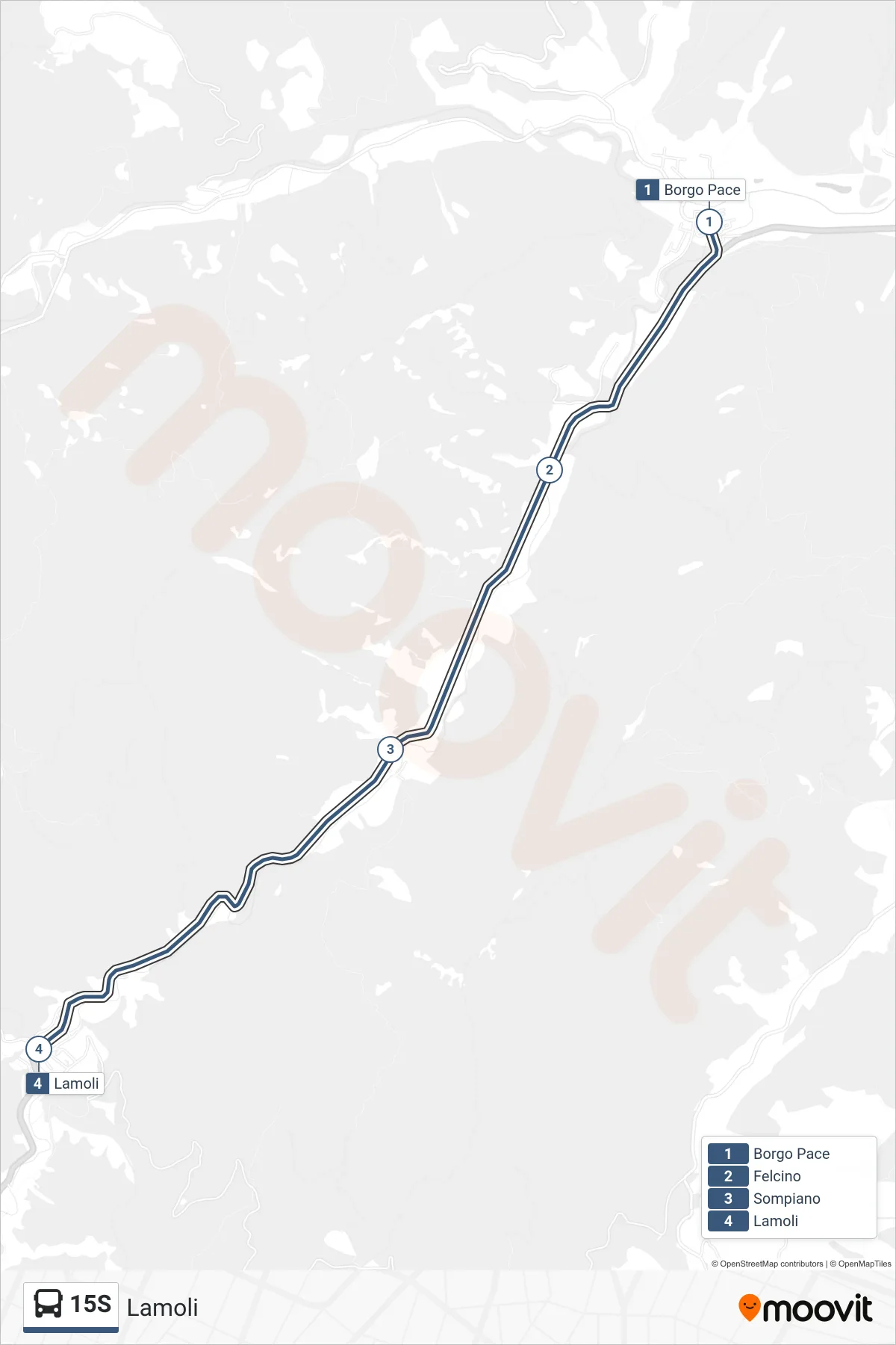 Linea 15S bus (Lamoli) - Percorsi e fermate sulla mappa