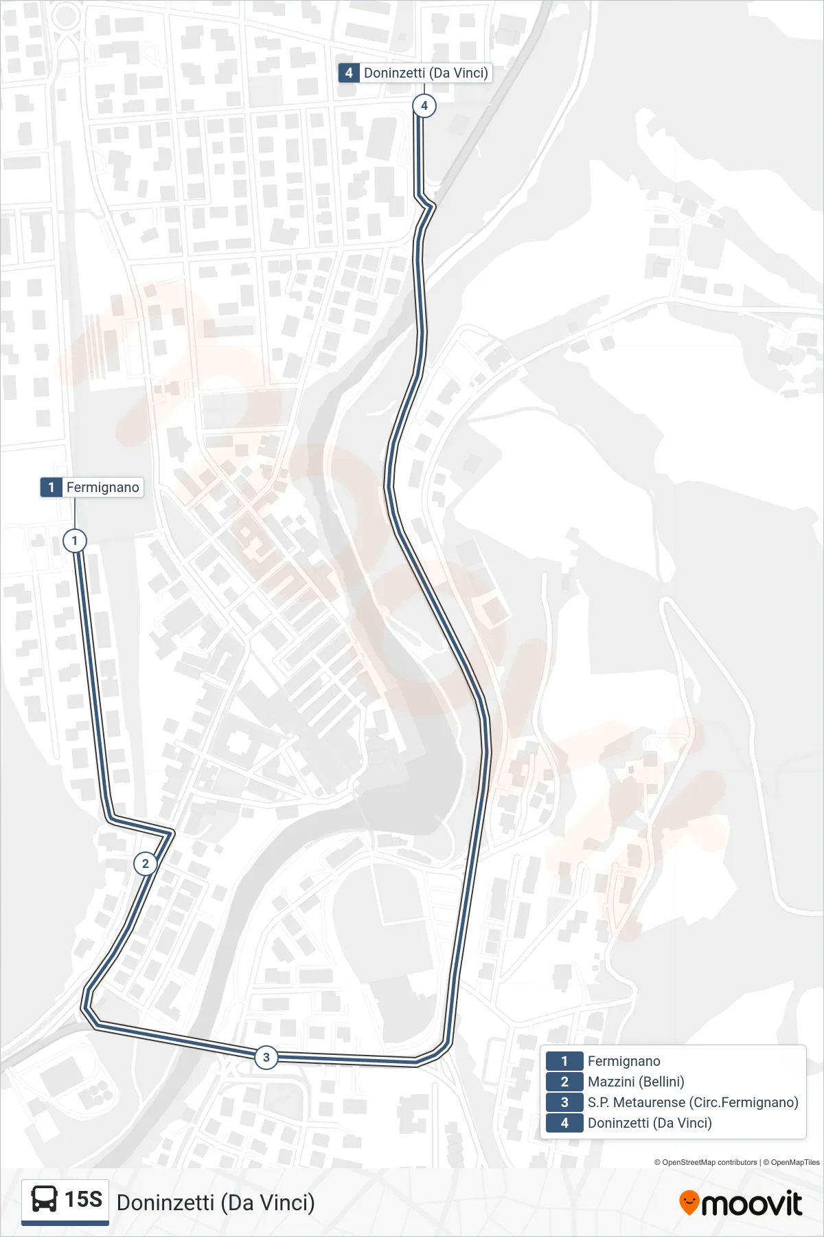 Linea 15S  bus (Doninzetti (Da Vinci)) - Percorsi e fermate sulla mappa
