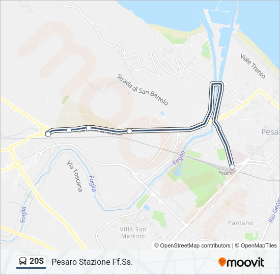 Percorso linea bus 20S