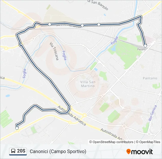 20S Bus Line Map